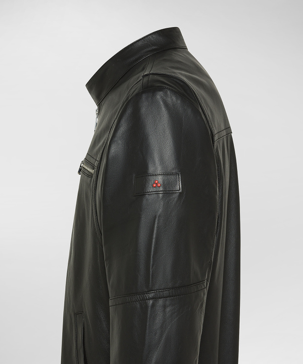 Biker in pelle con taschino al petto - Peuterey