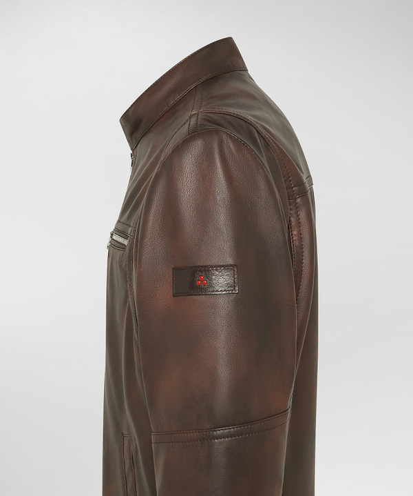 Vintage-effect leather biker jacket - Peuterey