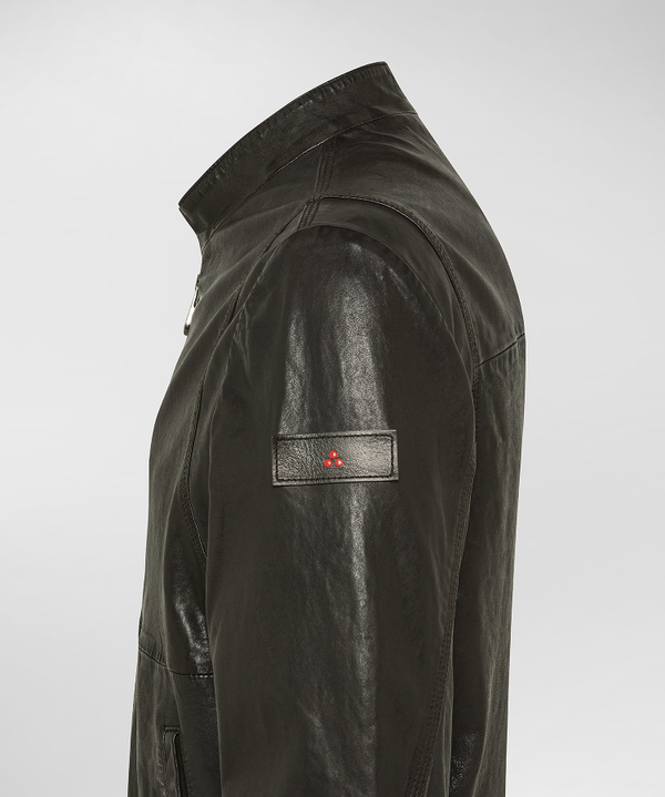Leather bomber jacket with elastic jersey details - Peuterey