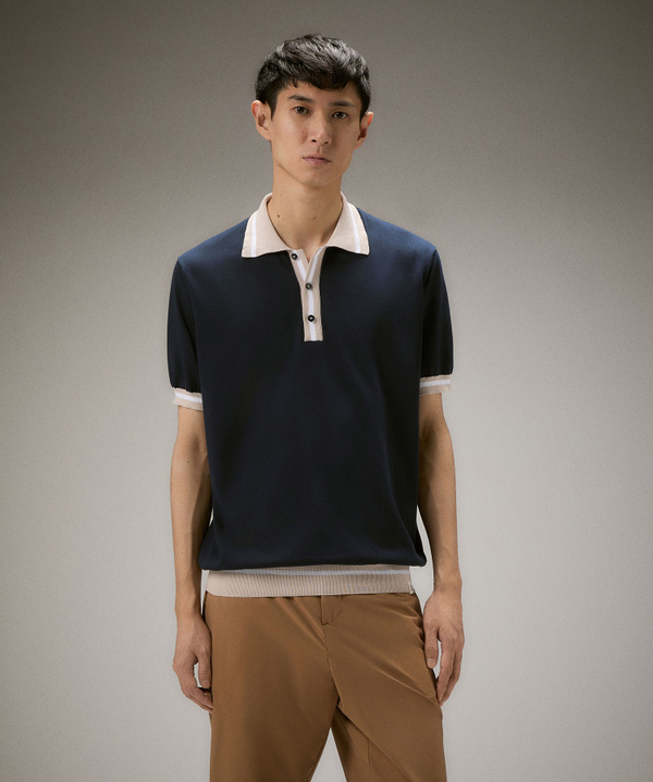 Cotton knit polo shirt with contrasting details - Peuterey