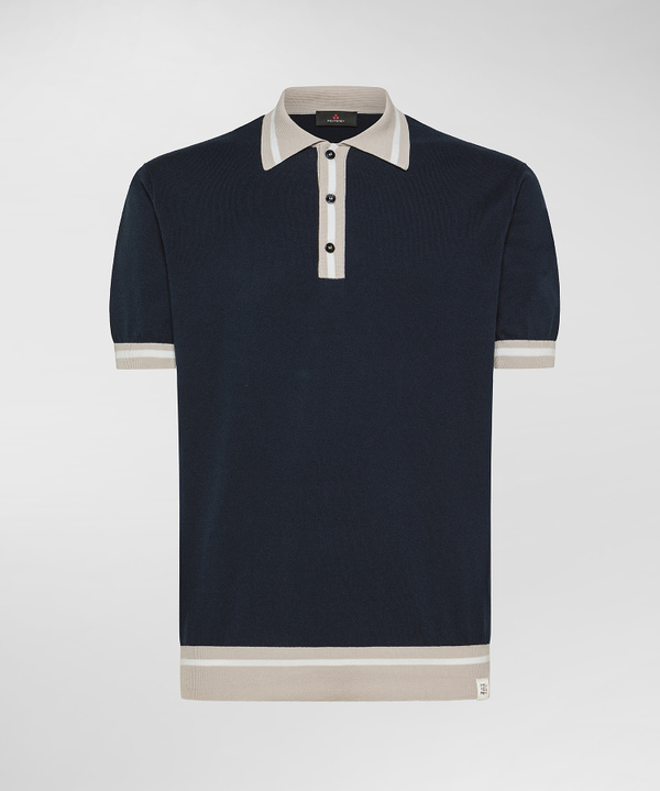 Cotton knit polo shirt with contrasting details - Peuterey