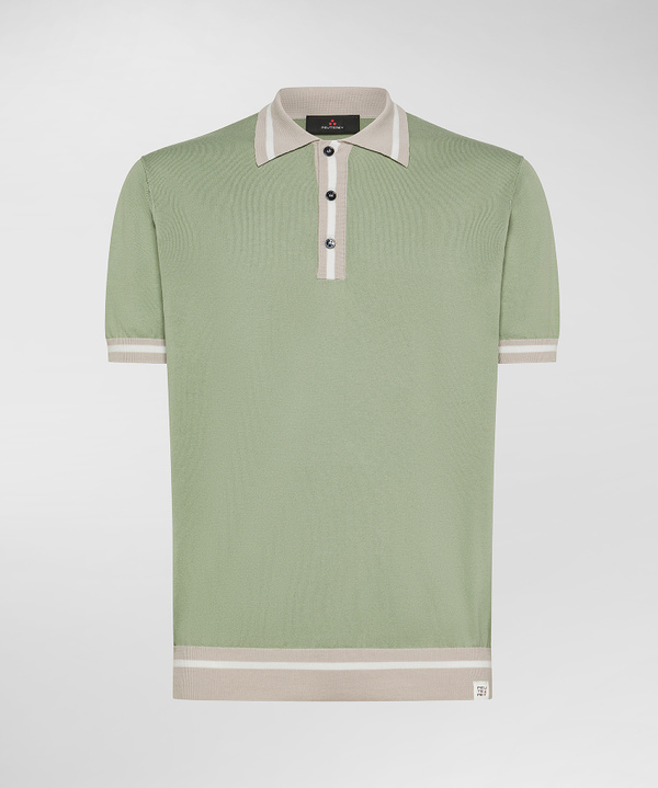 Cotton knit polo shirt with contrasting details - Peuterey