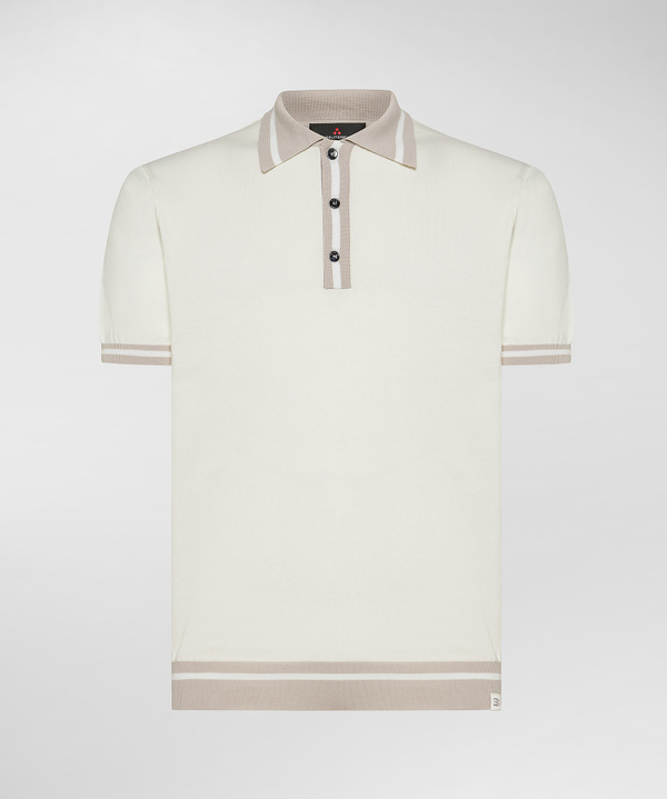Cotton knit polo shirt with contrasting details - Peuterey