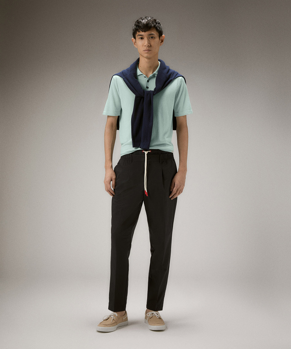 Classic garment-dyed cotton knit polo shirt - Peuterey