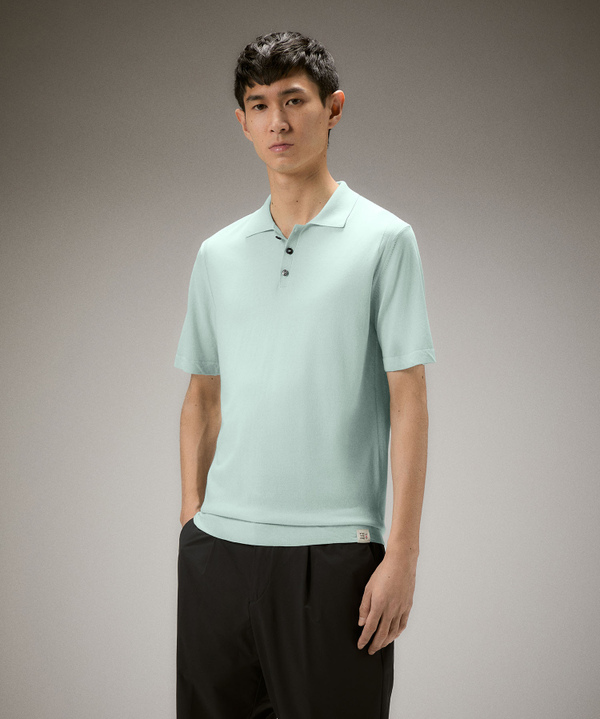 Classic garment-dyed cotton knit polo shirt - Peuterey