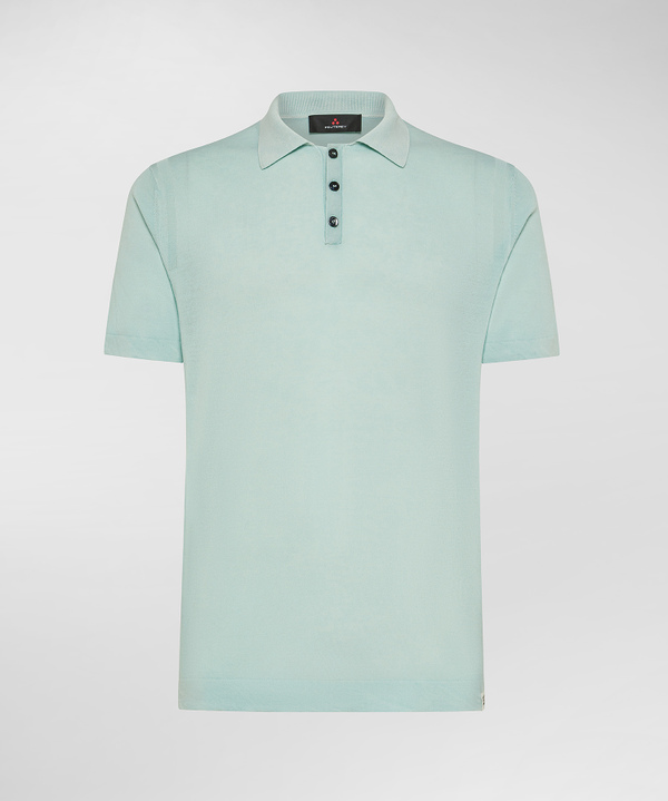 Classic garment-dyed cotton knit polo shirt - Peuterey