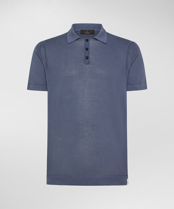 Classic garment-dyed cotton knit polo shirt - Peuterey