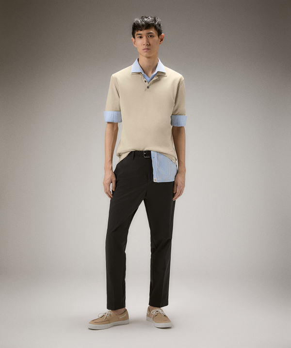Polo classica in tricot di cotone, tinto capo - Peuterey