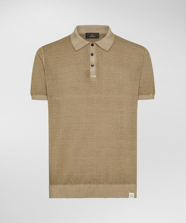 Garment-dyed cotton knit polo shirt - Peuterey
