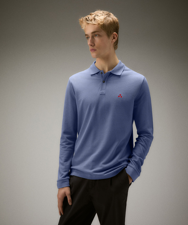Langärmeliges Poloshirt aus Baumwoll-Piqué - Peuterey