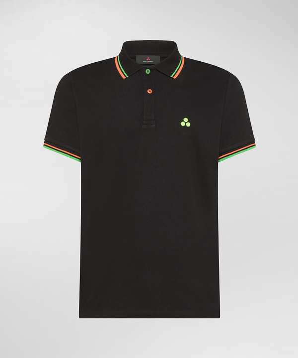 Stretch cotton pique polo shirt with fluorescent details - Peuterey
