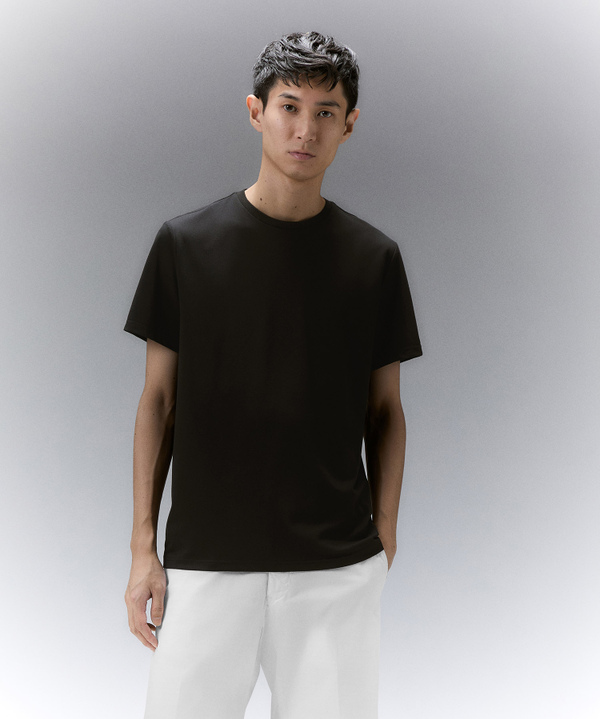 T-Shirt aus Baumwoll-Stretch-Piqué mit Seide - Peuterey
