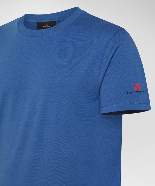 Stretch cotton t-shirt with printed logo - Peuterey
