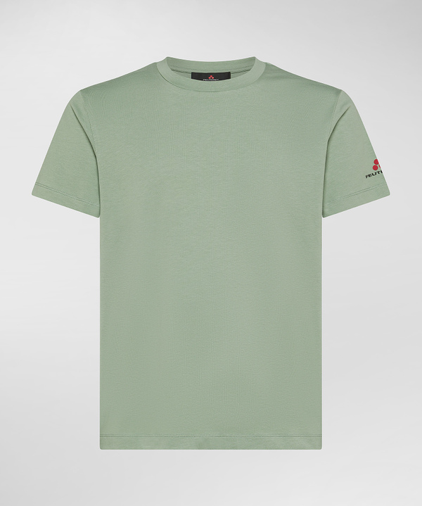 Stretch cotton t-shirt with printed logo - Peuterey