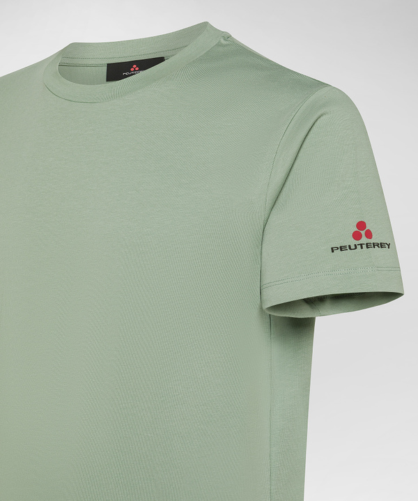 Stretch cotton t-shirt with printed logo - Peuterey