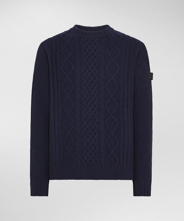 Pullover aus Shetlandwolle im Zopfstrick - Peuterey