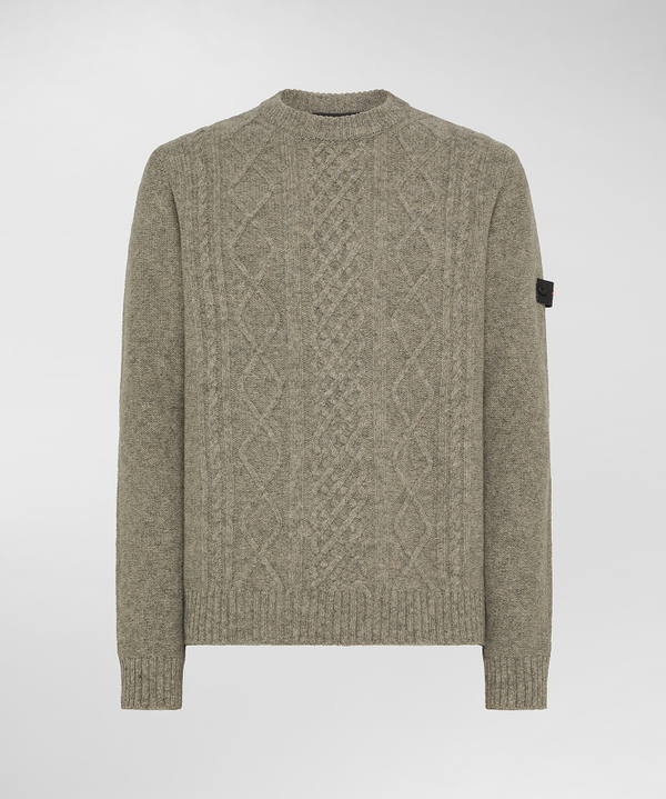 Pullover aus Shetlandwolle im Zopfstrick - Peuterey