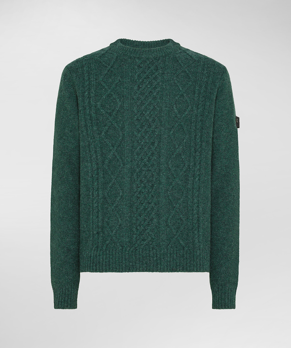 Pullover aus Shetlandwolle im Zopfstrick - Peuterey