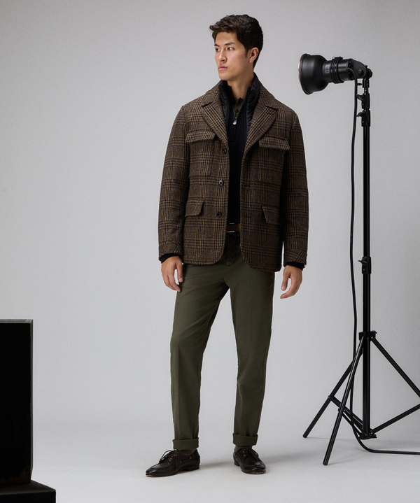 Chequered cloth blazer with detachable vest - Peuterey