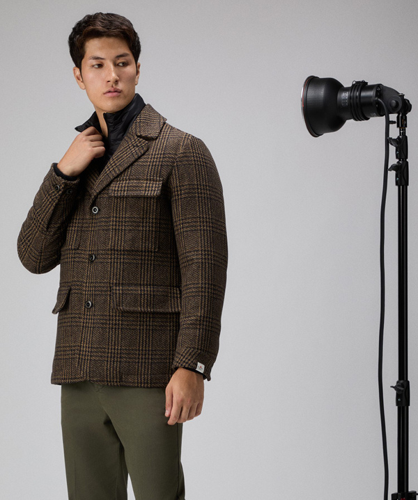 Chequered cloth blazer with detachable vest - Peuterey