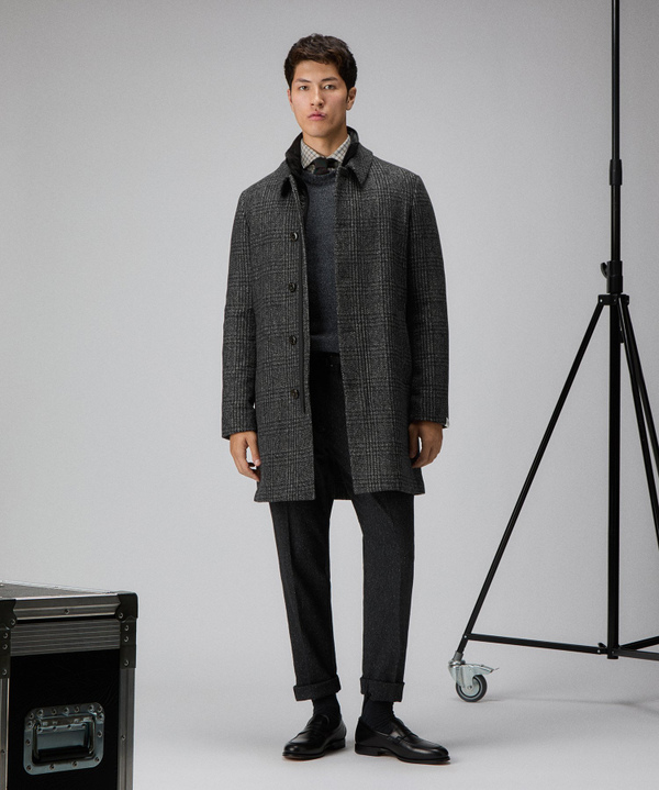 Chequered cloth coat with detachable vest - Peuterey