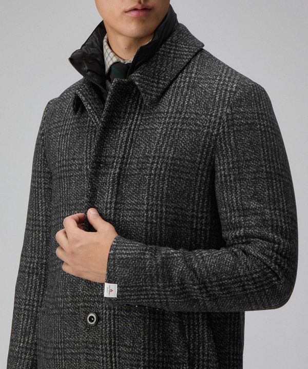 Chequered cloth coat with detachable vest - Peuterey