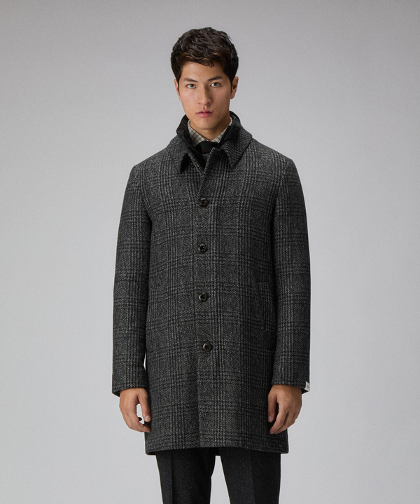 Chequered cloth coat with detachable vest - Peuterey