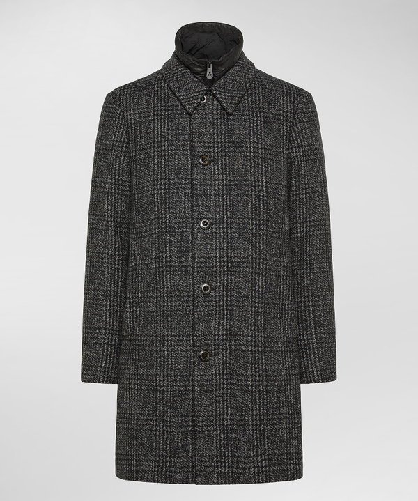 Cappotto in panno check con pettorina staccabile - Peuterey