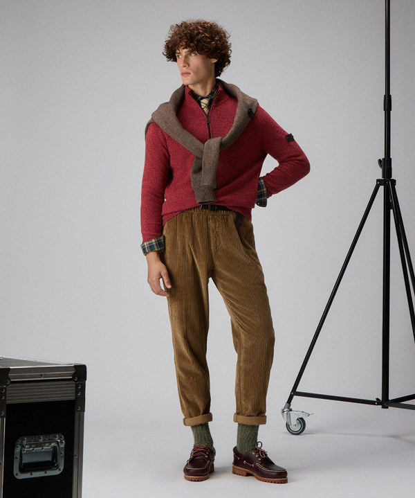 Stranded wool half-zip sweater - Peuterey