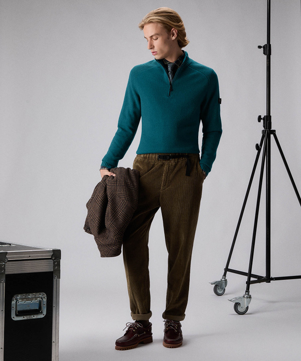 Stranded wool half-zip sweater - Peuterey
