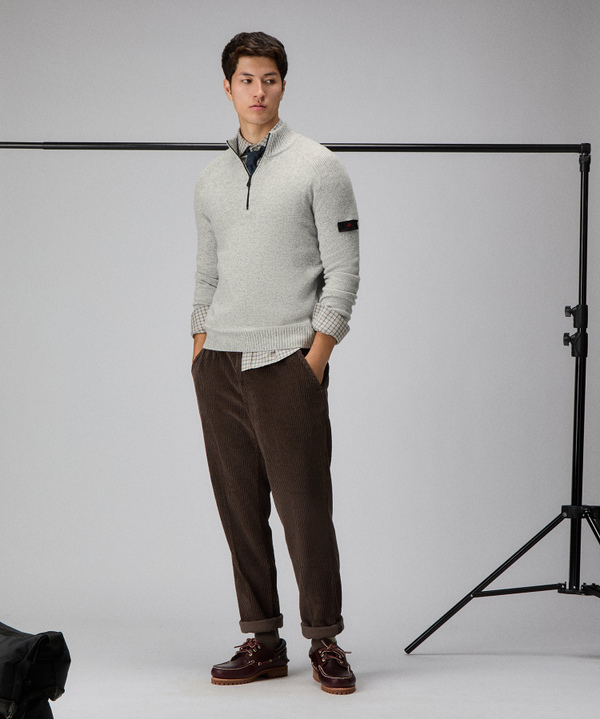 Stranded wool half-zip sweater - Peuterey