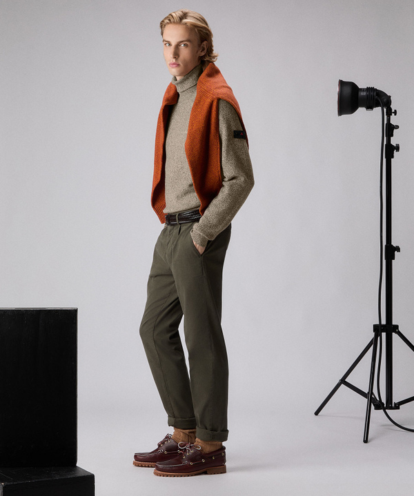 Stranded wool high-collar sweater - Peuterey