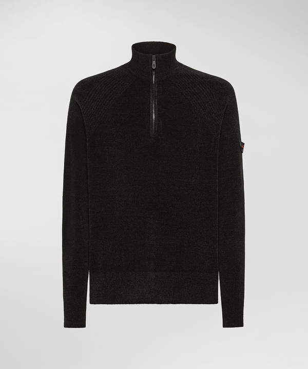 Pullover mit halbem Reißverschluss aus rasierter Chenille - Peuterey