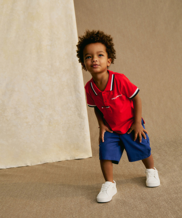 Short-sleeved polo shirt in stretch cotton - Peuterey