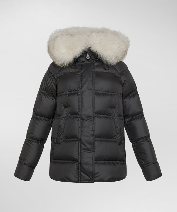 Down jacket with side zips and fur collar - Peuterey