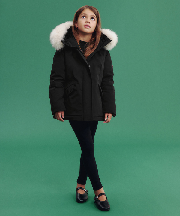 Long Waisted Down Jacket With Fur - Peuterey
