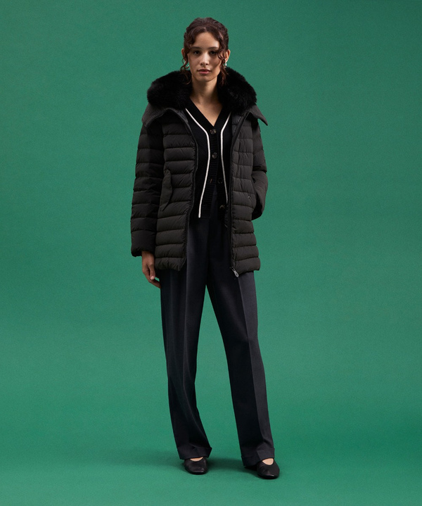Long down jacket with matching colour fur - Peuterey