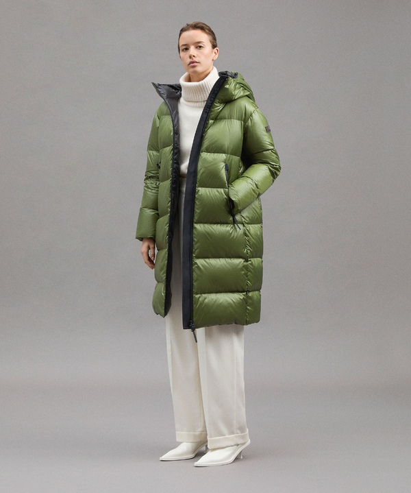 Long ripstop down jacket for women green Peuterey