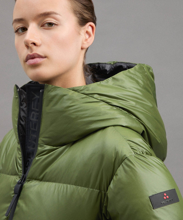 Piumino lungo in ripstop da donna verde Peuterey