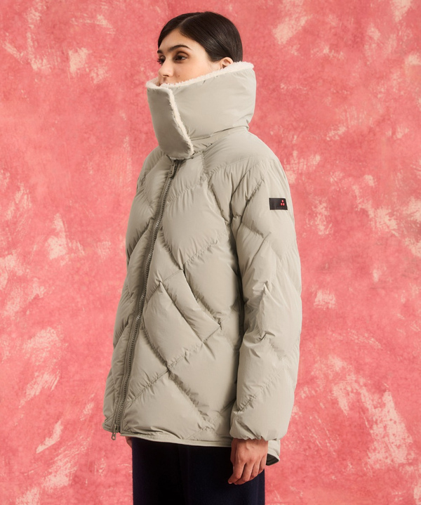 Down jacket with geometric quilting and maxi teddy collar - Peuterey