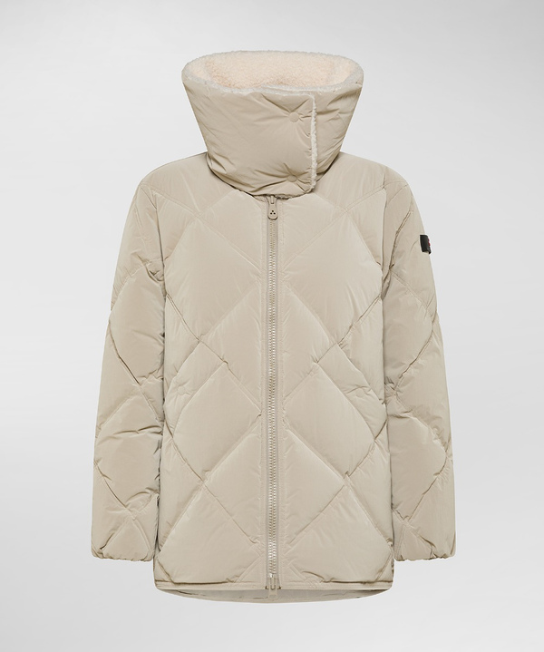 Down jacket with geometric quilting and maxi teddy collar - Peuterey