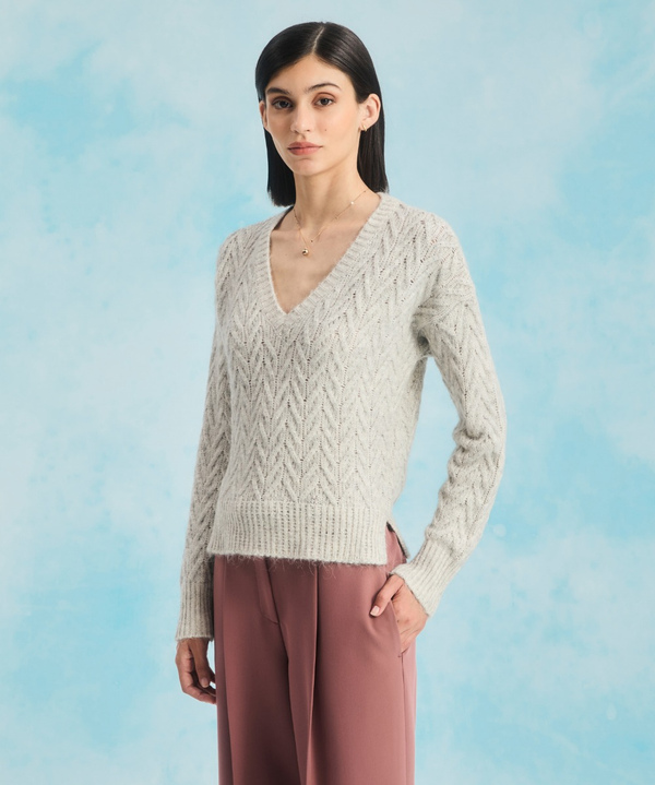 V-neck sweater with geometric pattern - Peuterey