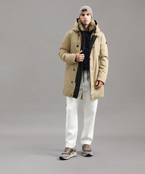 Parka Resistente In Tessuto Made In Italy Con Pelliccia - Peuterey
