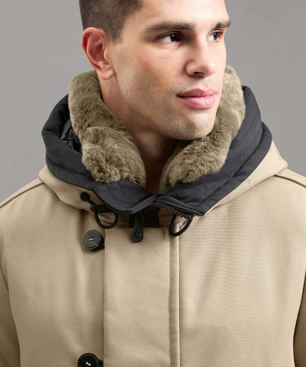 Parka Resistente In Tessuto Made In Italy Con Pelliccia - Peuterey