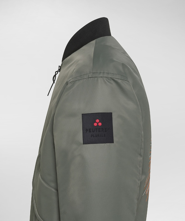 Smooth bomber jacket with back embroidery and contrasting lining - Peuterey