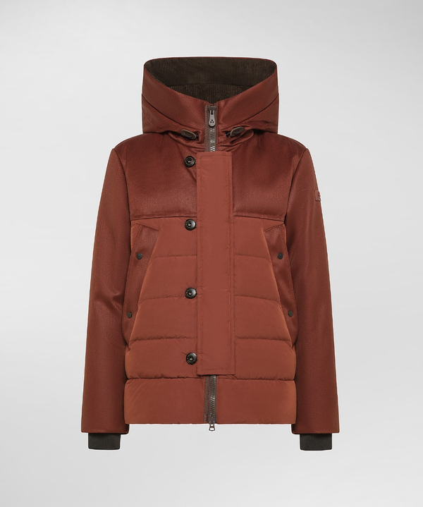 Double-material hooded down jacket with buttons - Peuterey