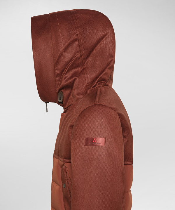 Double-material hooded down jacket with buttons - Peuterey