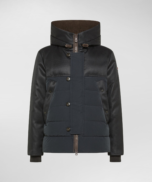 Piumino con cappuccio e bottoni in doppio materiale - Peuterey