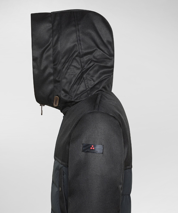 Piumino con cappuccio e bottoni in doppio materiale - Peuterey
