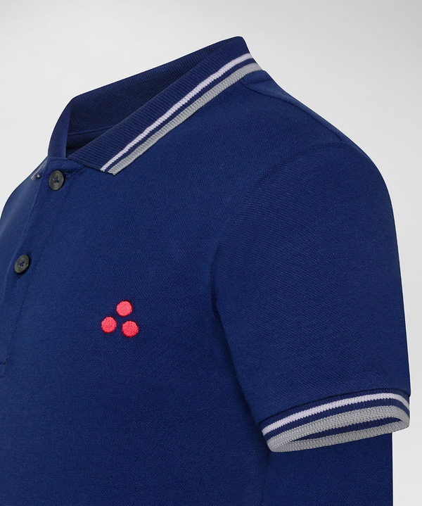 Short-sleeved polo shirt in stretch cotton. - Peuterey